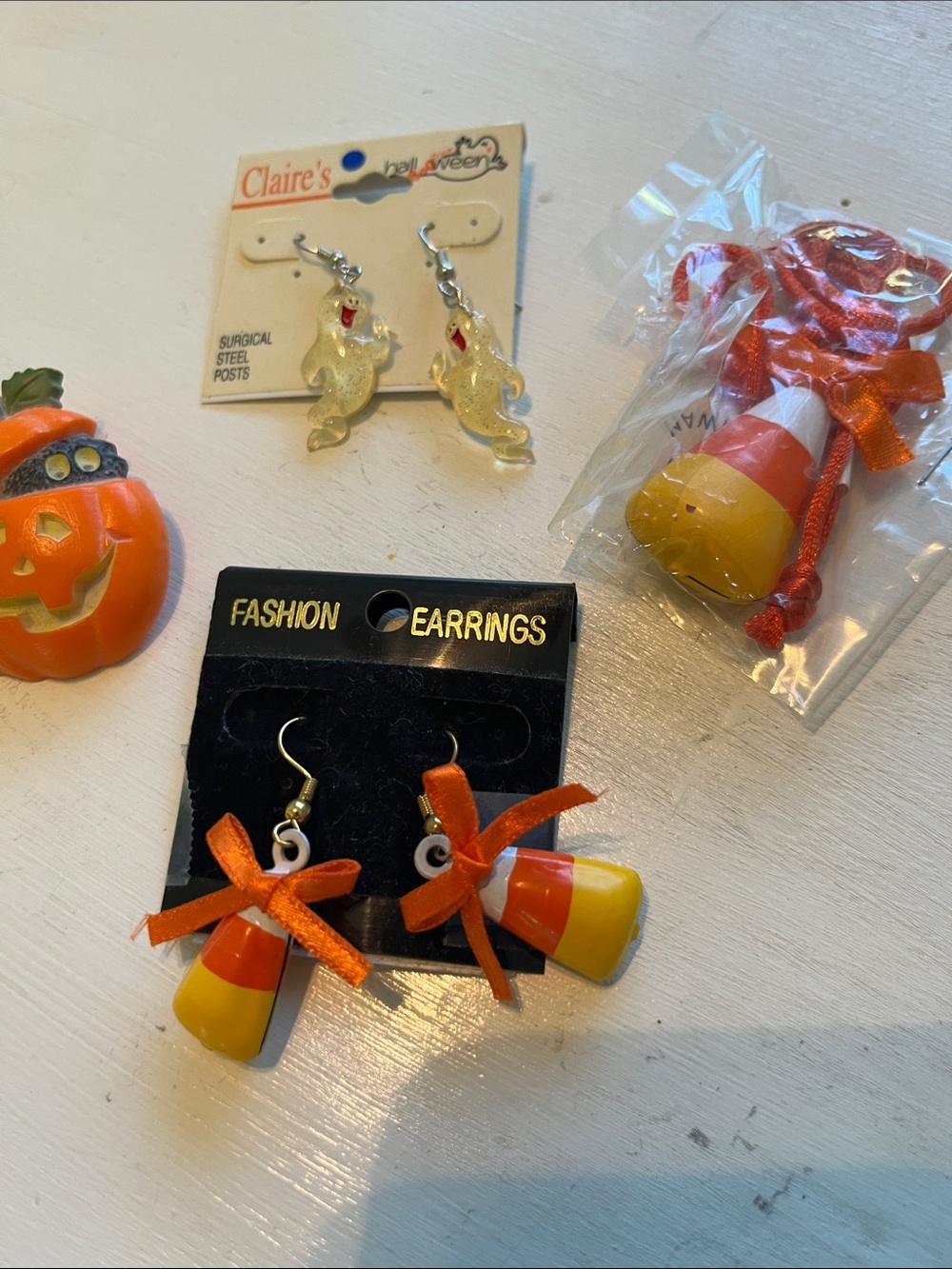 Claire's Orange Yellow White Candy Corn Bow Earrings Bundle